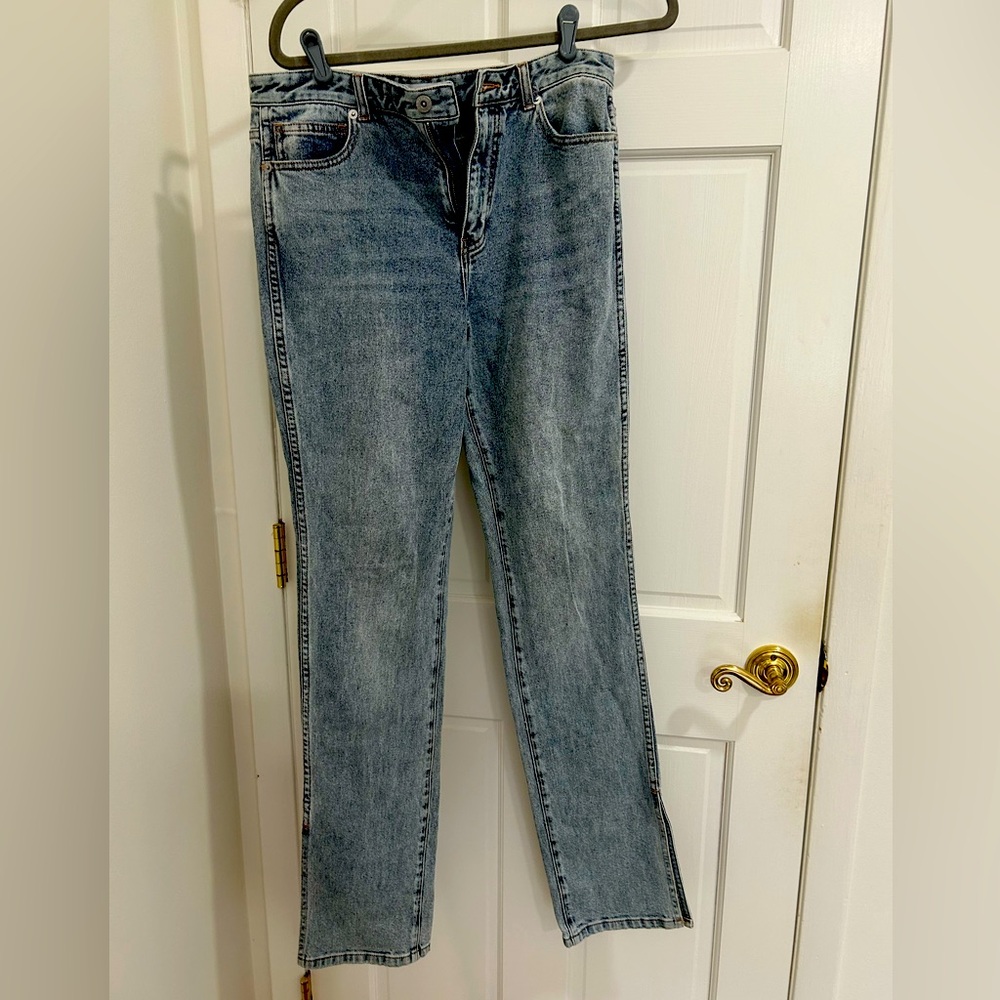 Something Navy Blue full length jeans with slit hem